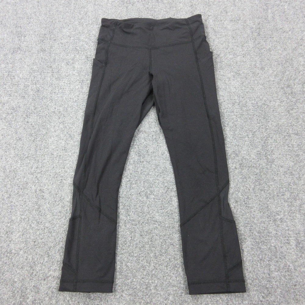 Lululemon Pants Womens 4 Black High Rise Ankle Leggings Pockets Running